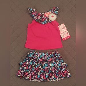 Floral Ruffle Top and Skirt Set